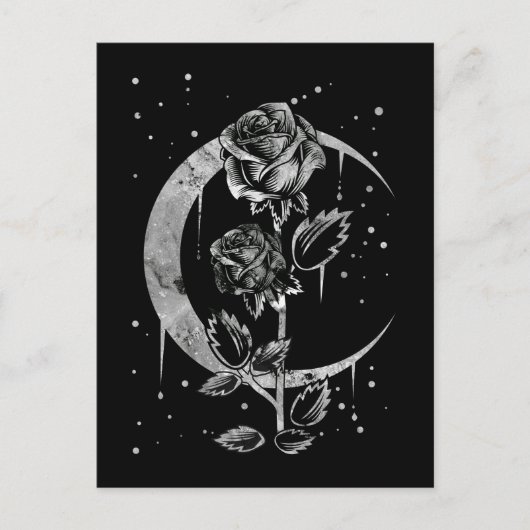 Gothic Moon Roos Crescent Witchy Art Briefkaart (Voorkant)