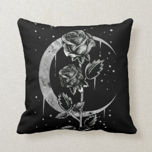 Gothic Moon Roos Crescent Witchy Art Kussen