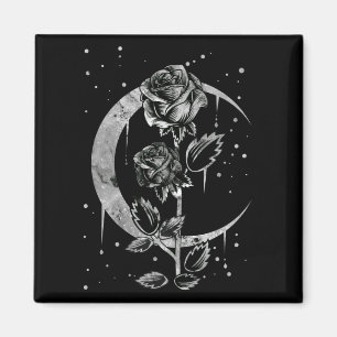 Gothic Moon Roos Crescent Witchy Art Magneet