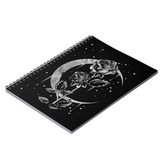 Gothic Moon Roos Crescent Witchy Art Notitieboek (Linkerzijde)