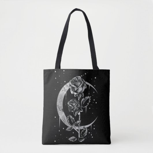 Gothic Moon Roos Crescent Witchy Art Tote Bag (Voorkant)