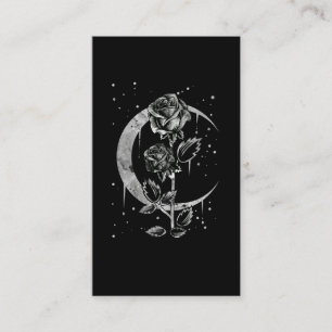 Gothic Moon Roos Crescent Witchy Art Visitekaartje