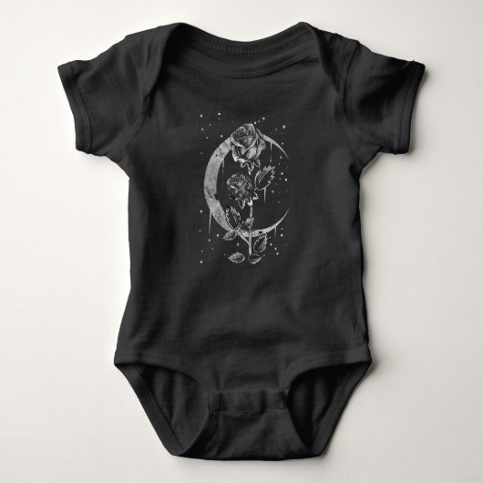 Gothic Moon Rose Crescent Witchy Art Romper (Voorkant)