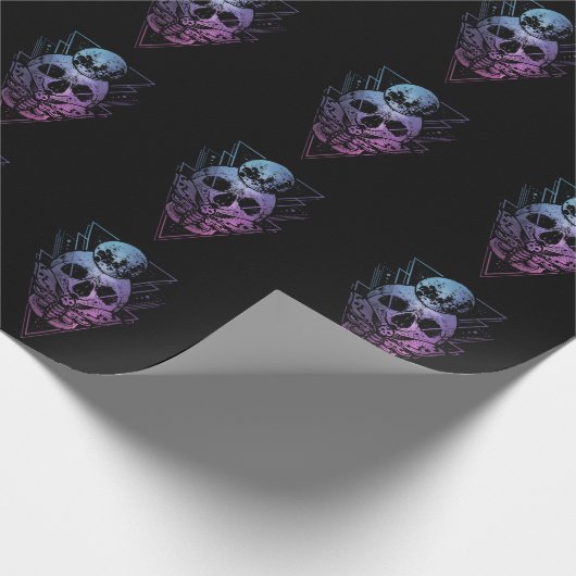 Gothic Moon Skull Gothic Wicca Crescent Lunar Moth Cadeaupapier (Hoek)