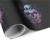 Gothic Moon Skull Gothic Wicca Crescent Lunar Moth Cadeaupapier (Rol Hoek)