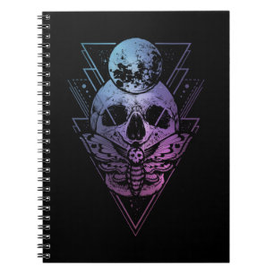 Gothic Moon Skull Gothic Wicca Crescent Lunar Moth Notitieboek