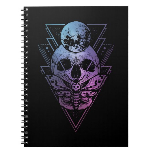 Gothic Moon Skull Gothic Wicca Crescent Lunar Moth Notitieboek (Voorkant)