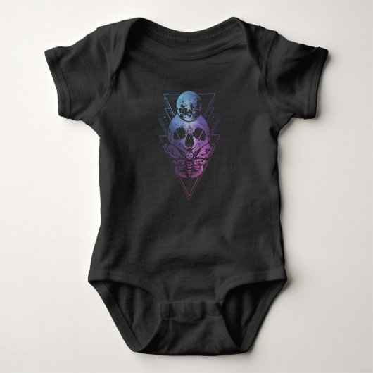 Gothic Moon Skull Gothic Wicca Crescent Lunar Moth Romper (Voorkant)