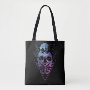Gothic Moon Skull Gothic Wicca Crescent Lunar Moth Tote Bag