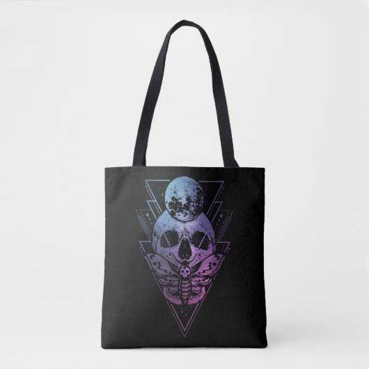 Gothic Moon Skull Gothic Wicca Crescent Lunar Moth Tote Bag (Voorkant)