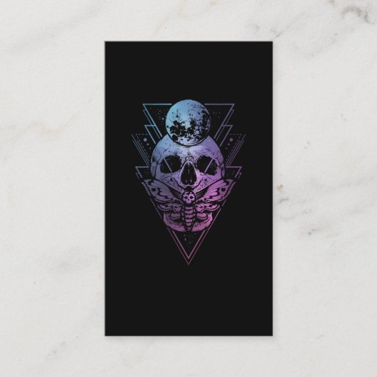 Gothic Moon Skull Gothic Wicca Crescent Lunar Moth Visitekaartje (Voorkant)