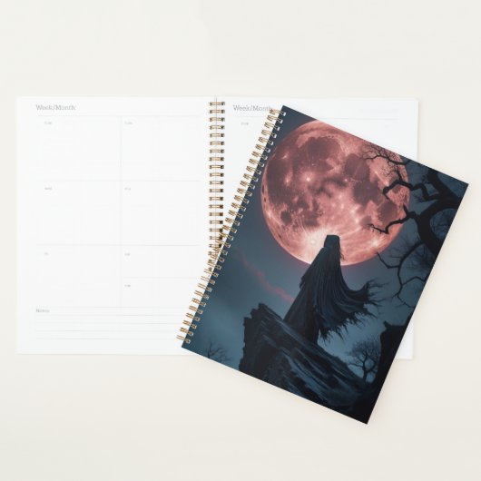 Gothic Moonlight Wraith Spiral Notebook | Dark Fan Planner (Display)