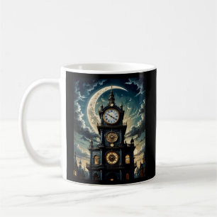 Gothic Moonlit Clocktower Art T-shirt Koffiemok