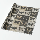 Gothic Moth Collage  Halloween Cadeaupapier (Uitgerold)