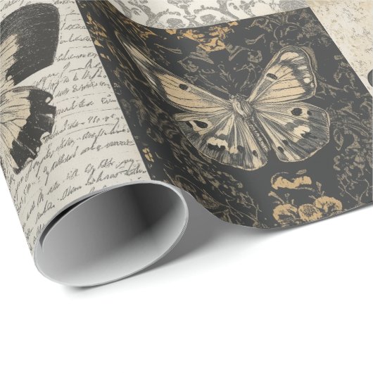 Gothic Moth Collage  Halloween Cadeaupapier (Rol Hoek)