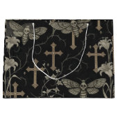 Gothic Moth & Cross Damask Gift Bag Groot Cadeauzakje (Voorkant)