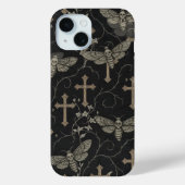 Gothic Moth & Cross Damask Phone Case  (Achterkant)