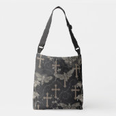 Gothic Moth & Cross Damask Tote Bag – Donkere Vint (Voorkant)