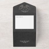 Gothic Moth Moody Zwart & Wit Diner All In One Uitnodiging (Buitenkant)