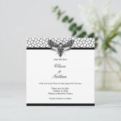 Gothic Moth Skull Save the Date – Elegant Zwart Kaart (Staand voorkant)