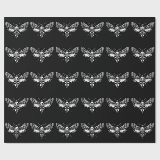 Gothic Moth Skull Wedding – Donker Elegant Cadeaupapier (Vlak)