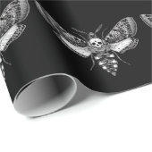 Gothic Moth Skull Wedding – Donker Elegant Cadeaupapier (Rol Hoek)