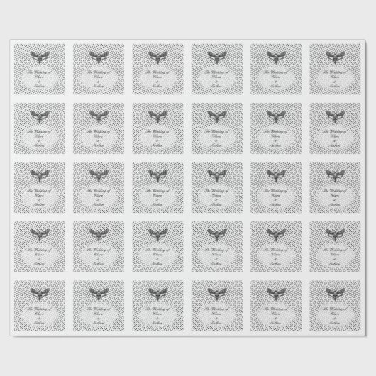 Gothic Moth Skull Wedding – Donker Elegant Cadeaupapier (Vlak)