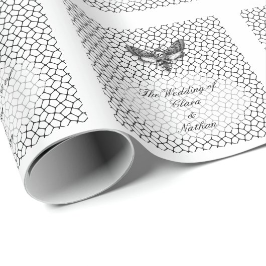 Gothic Moth Skull Wedding – Donker Elegant Cadeaupapier (Rol Hoek)