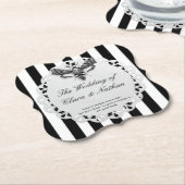 Gothic Moth Skull Wedding – Donker Elegant Kartonnen Onderzetters (Gekanteld)