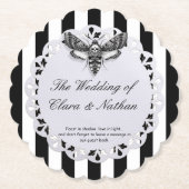 Gothic Moth Skull Wedding – Donker Elegant Kartonnen Onderzetters (Voorkant)