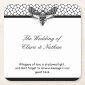Gothic Moth Skull Wedding – Donker Elegant Kartonnen Onderzetters (Voorkant)