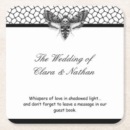 Gothic Moth Skull Wedding – Donker Elegant Kartonnen Onderzetters