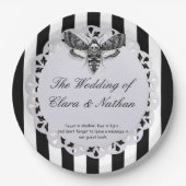 Gothic Moth Skull Wedding – Donker Elegant Papieren Bordje (Voorkant)
