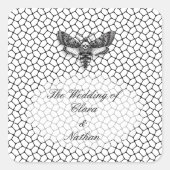 Gothic Moth Skull Wedding – Donker Elegant Vierkante Sticker (Voorkant)