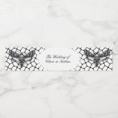 Gothic Moth Skull Wedding – Donker Elegant Waterfles Etiket (Enkel label)