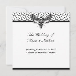 Gothic Moth Skull Wedding Program – Donker Elegant Kaart