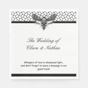 Gothic Moth Skull Wedding Program – Donker Elegant Servet