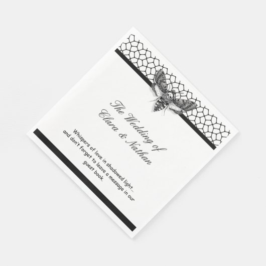Gothic Moth Skull Wedding Program – Donker Elegant Servet (Hoek)