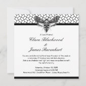 Gothic Moth Skull Wedding – Zwart en wit Kaart (Voorkant)