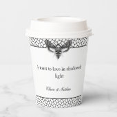 Gothic Moth Skull Wedding – Zwart en wit Papieren Bekers (Achterkant)