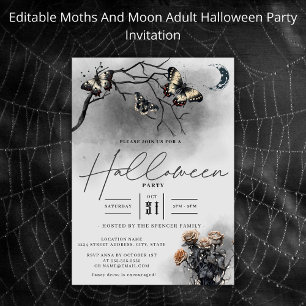Gothic Moths en Moon Black Volwassenen Halloween P Kaart