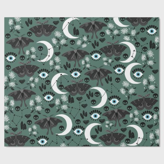 Gothic Moths Wrapping Paper Cadeaupapier (Vlak)