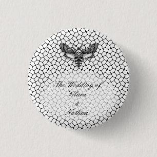 Gothic Motten schedel Bruiloft – Donkere Elegantie Ronde Button 3,2 Cm