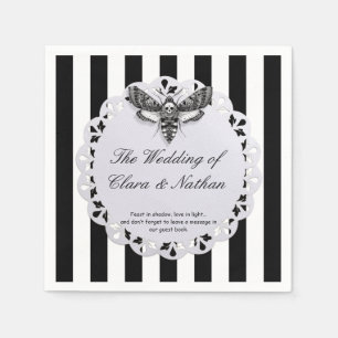Gothic Motten schedel Bruiloft – Donkere Elegantie Servet