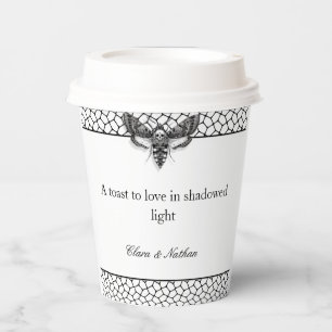 Gothic Motten schedel Bruiloft – Zwart & wit Papieren Bekers
