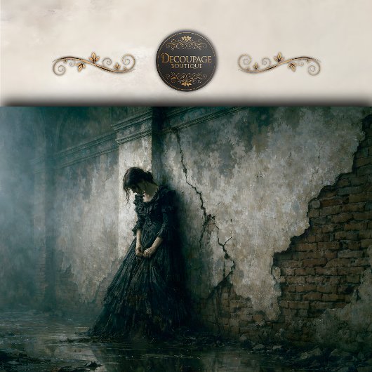 Gothic Mourning Woman Wall Decoupage Tissuepapier