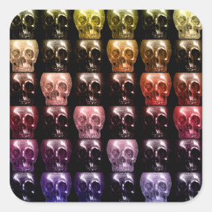 Gothic Multicolor Skulls Collage Halloween Decor Vierkante Sticker