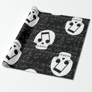Gothic muzieknoot ogen schedel macaber cadeaupapier