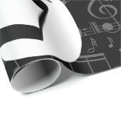 Gothic muzieknoot ogen schedel macaber cadeaupapier (Rol Hoek)