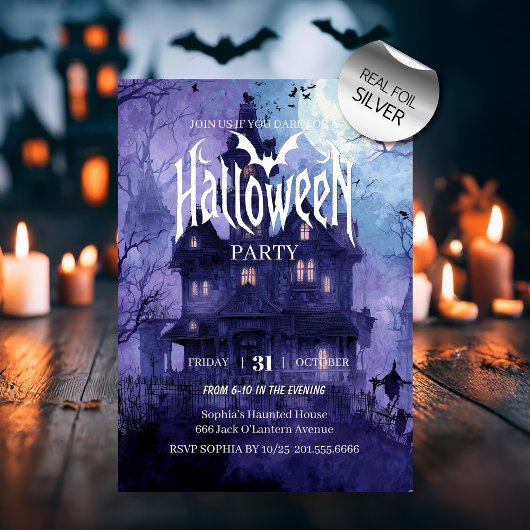 Gothic Mystery Halloween Party Folie Invitation Folie Uitnodiging